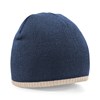 Two-tone pull on beanie French Navy/ Stone