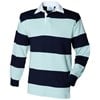 Sewn stripe long sleeve rugby shirt Duck Egg/ Navy