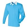 Long sleeve plain rugby shirt Surf Blue/ White