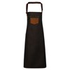 Division waxed-look denim bib apron with faux leather PR136BKTD Black/   Tan Denim