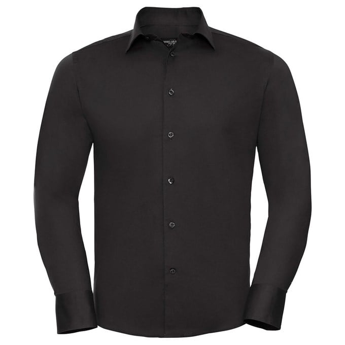Long sleeve easycare fitted shirt Black