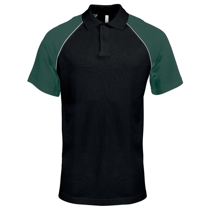 Polo base ball contrast polo shirt Black/ Light Grey/ Green