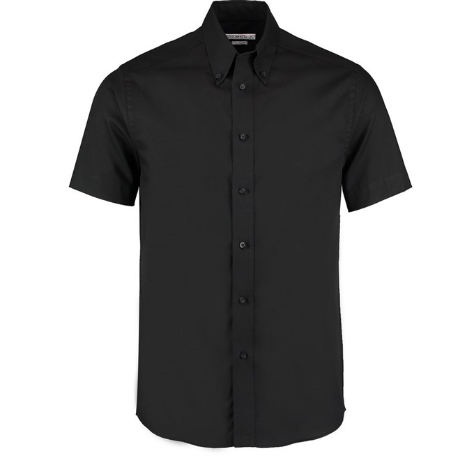 Tailored fit premium Oxford shirt short sleeve Black