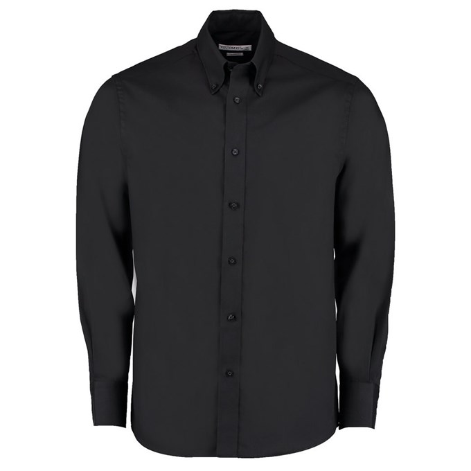 Tailored fit premium Oxford shirt long sleeve Black