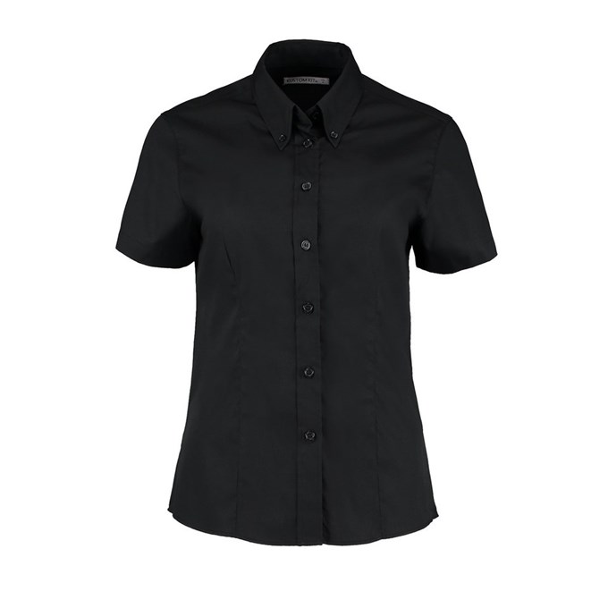 Women's corporate Oxford blouse short sleeved Black*