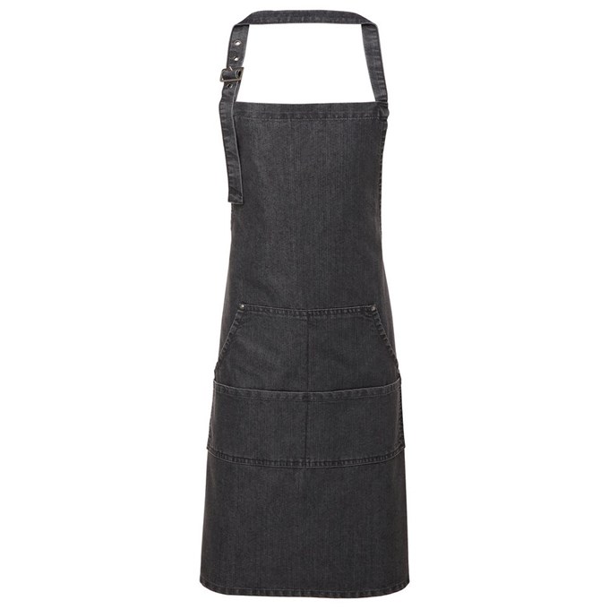 Jeans stitch bib apron PR126BKDE Black Denim