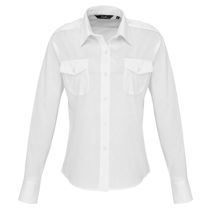 Women's long sleeve pilot shirt White