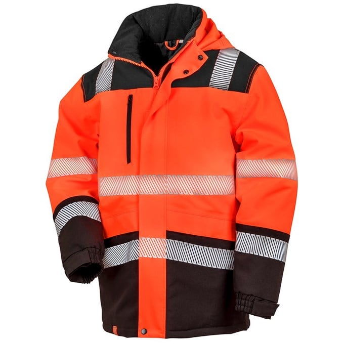 Printable softshell safety coat R475XFOBK2XL Fluorescent Orange/ Black