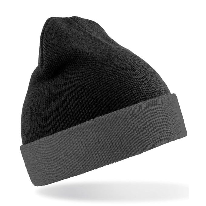 Recycled black compass beanie RC930 Black/Grey
