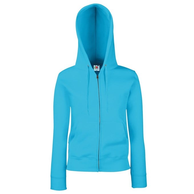 Premium 70/30 lady-fit hooded sweatshirt jacket Azure Blue