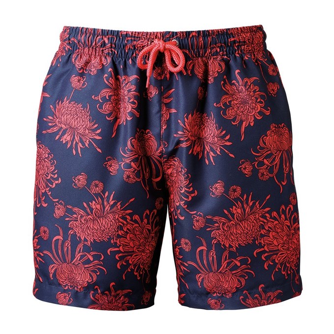 Men's swim shorts WB900 Navy/ Coral Print